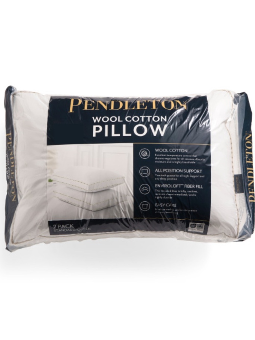 Pendleton White Wool Cotton Pillow - 2-Pack